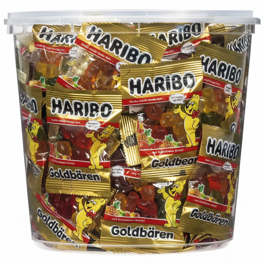 Haribo Goldbear Gummy Candies Bears Gummies Candy Mini Bags Bucket Tub 980g