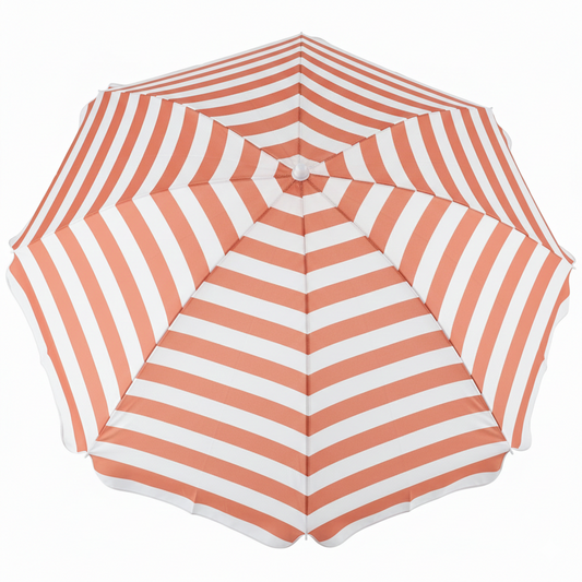Marquee Beach Umbrella 2m Portable Canopy Sunshade Sun Protection Clay Stripe
