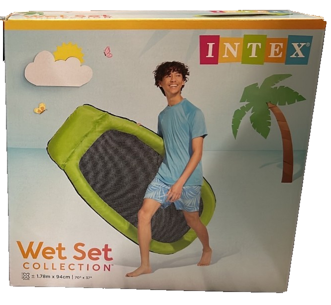 Intex Mesh Mats Inflatable Pool Lounge Mattress Float Raft with Head Rest Adult