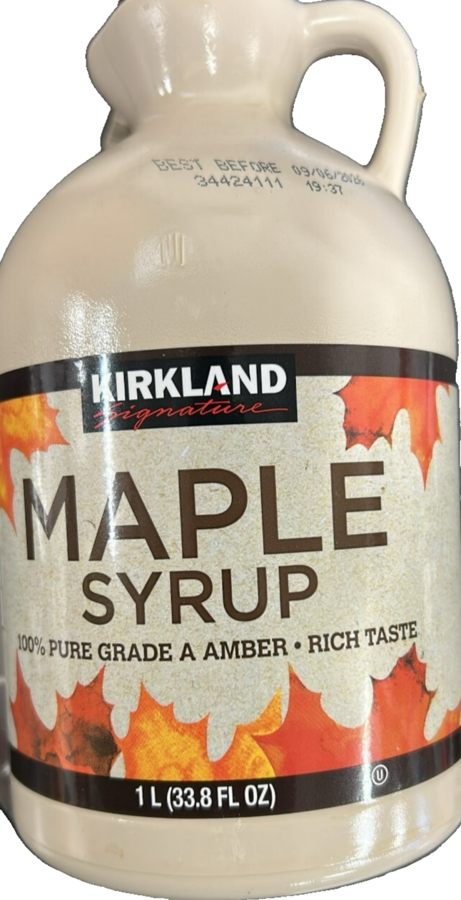 2x Kirkland Signature Maple Syrup 1L 100% Pure Grade A Amber Color Rich Taste