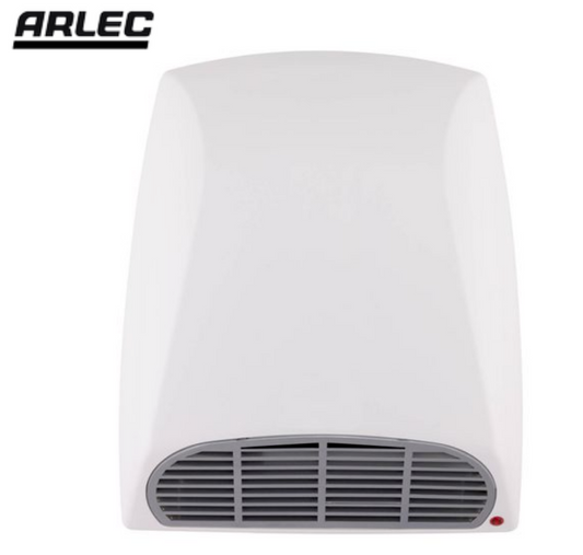 Arlec Bathroom Wall Mounted Fan Heater 2000W with Pull Cord 2 Heat Settings