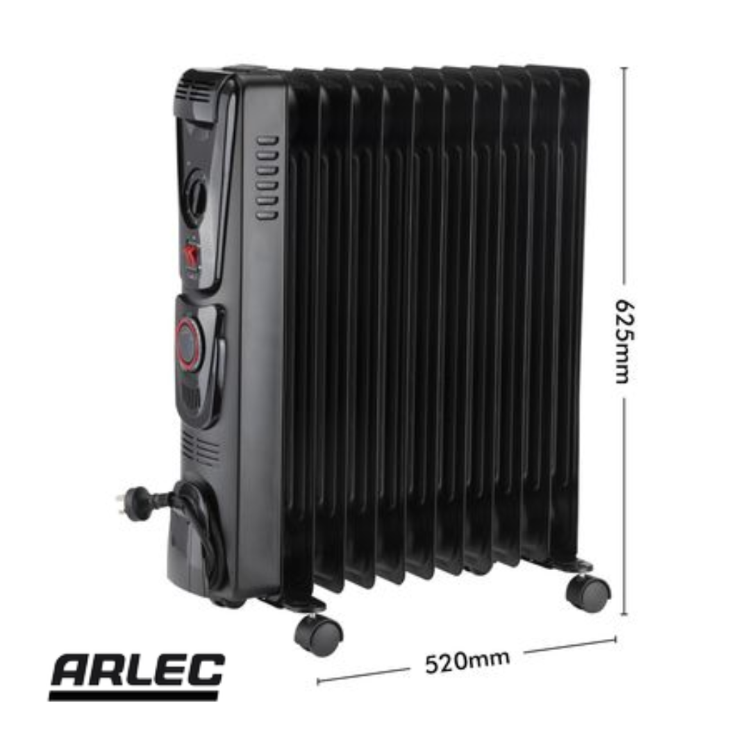 Arlec 11 Fin Oil Heater With Adjustable Thermostat 24 Hour Timer 2400W