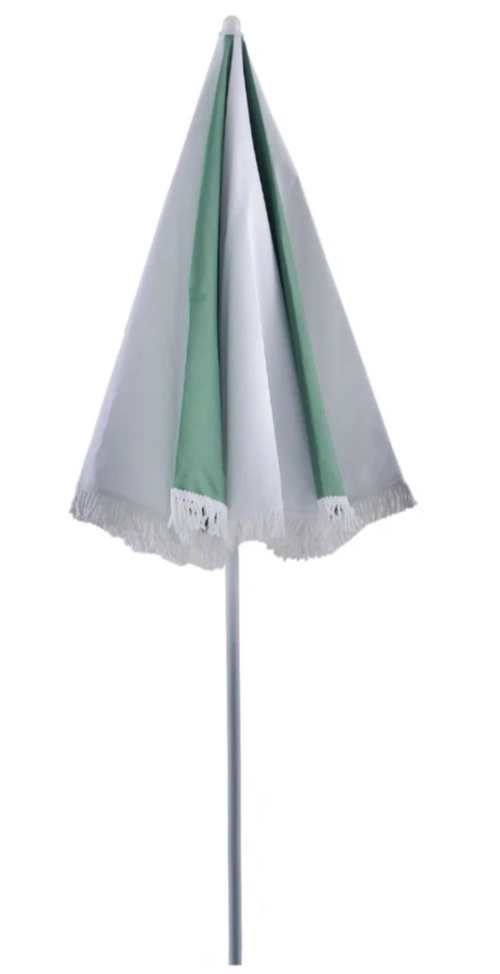 Marquee Beach Umbrella Tassel Picnic Portable Sun Protection 1.6m Mineral Green
