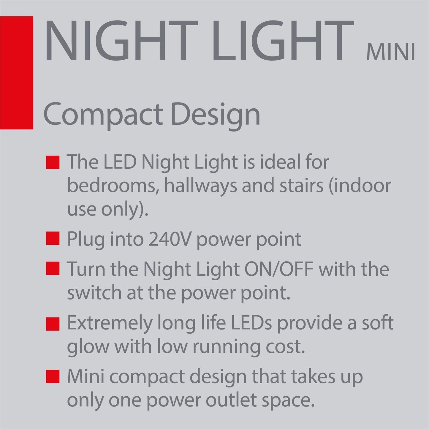 Arlec Mini Plug in Nightlight Bedroom Light Stairs Hallway Led Night Light