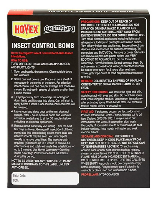 Hovex Germgard Insecticide Bomb Insect Bugs Moths Flea Control 125g - 3 Pack