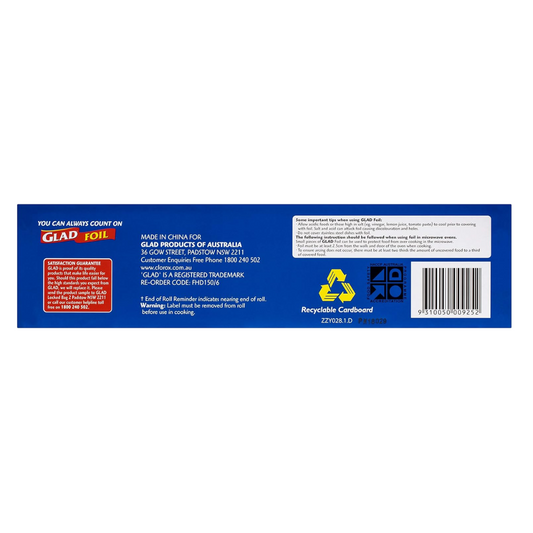 Glad Foil Sealing Wrap Food Wrapping Cover Heavy Duty Multipurpose 150M x 30cm