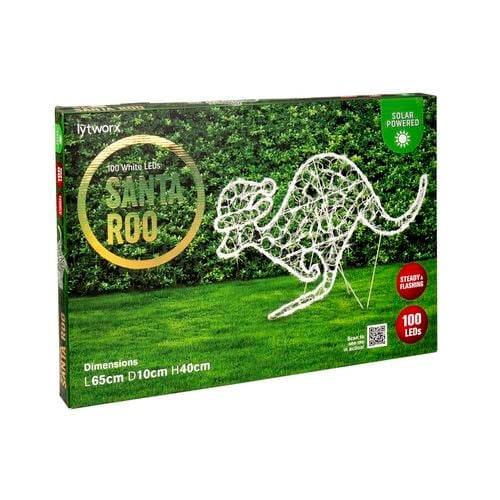 Lytworx Santa Roo Solar Powered 2D 100 White LED Lights Garden Xmas Decoration