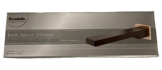 Mondella Signature 200mm Bath Spout Bathroom Sink Black & Rose Gold WELS