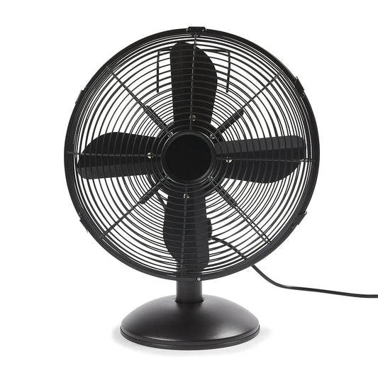 Desk Fan 30cm Tilt Adjust Speed Bench Air Cooler Oscillating Metal Black
