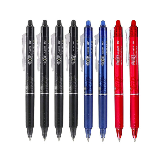 Pilot 0.7 Retractable Erasable Pen Ball 8 Pack FriXion Clicker Blue Red Black
