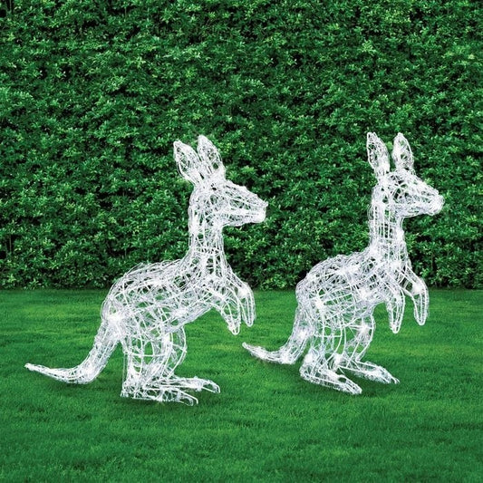 Lytworx Twin Joeys Kangaroo Christmas Decoration Solar White 30 LEDs per joey