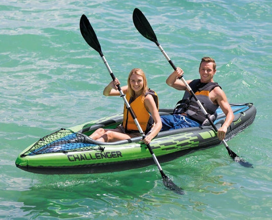 Intex Kayak Boat Challenger K2 Inflatable Sports 2 Seat Floating Oars River Lake