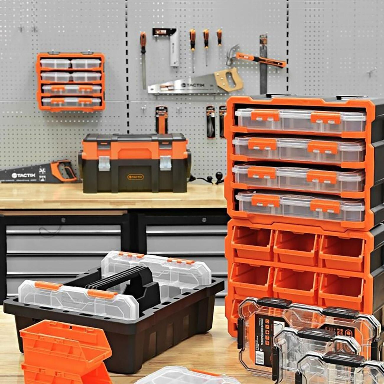 Tactix 13 Compartment Storage Box Removable Dividers Detachable Tool Organiser