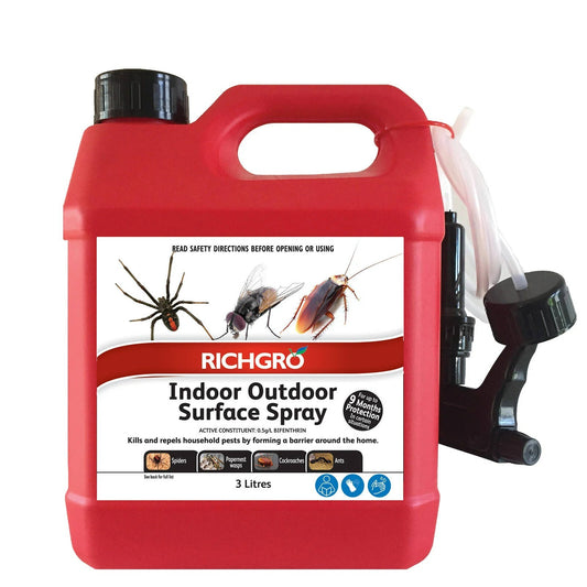 Richgro 3L Indoor Outdoor Surface Spray Wasps Fleas Cockroach Ants Pests Killer