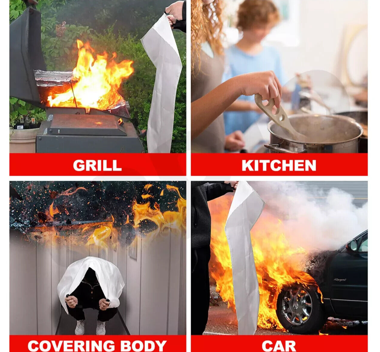 Firebox Fire Blanket 1m x 1m For Home Kitchen Office Caravan Emergency Fires