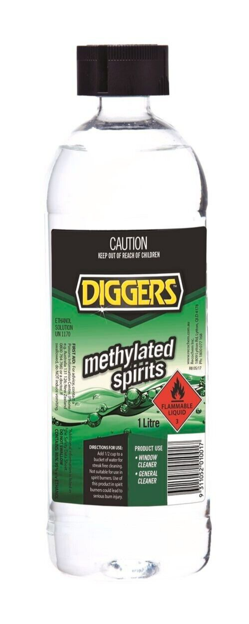 Diggers 1L Methylated Spirits Cleaning Chemical Concentrated Solution Cleaner