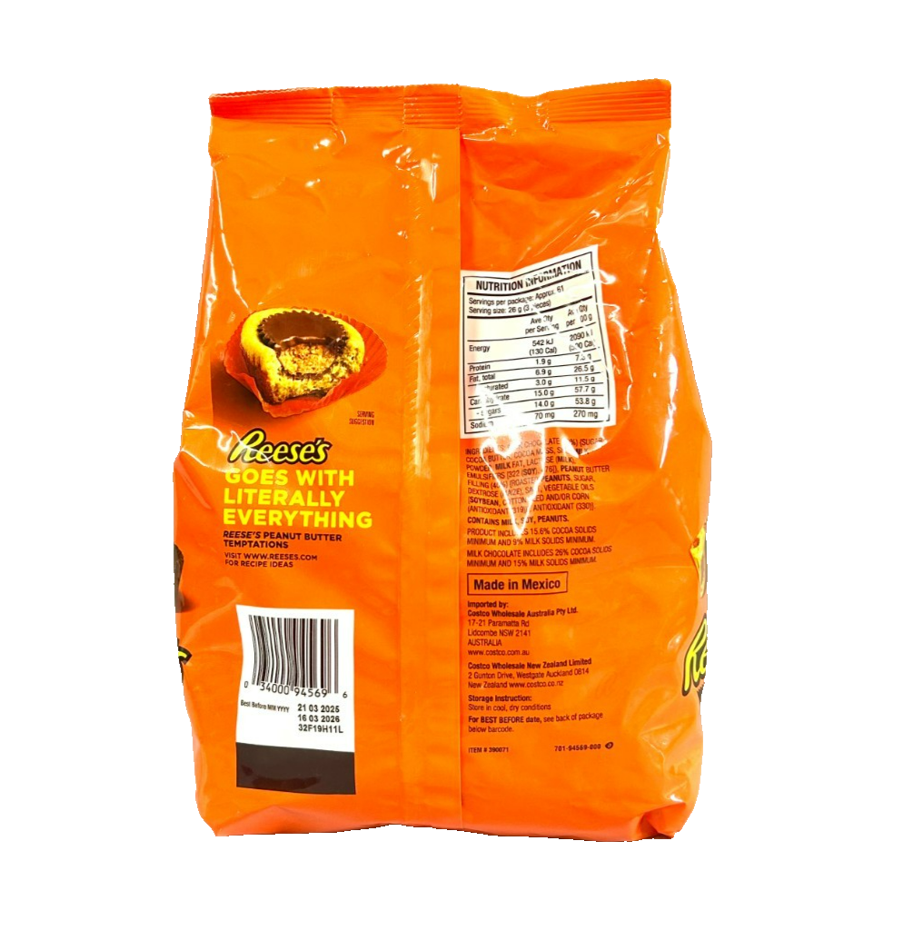 Reese's Miniature Peanut Butter Cups Milk Chocolate 1.58 kg Bulk Pack Bag Reese