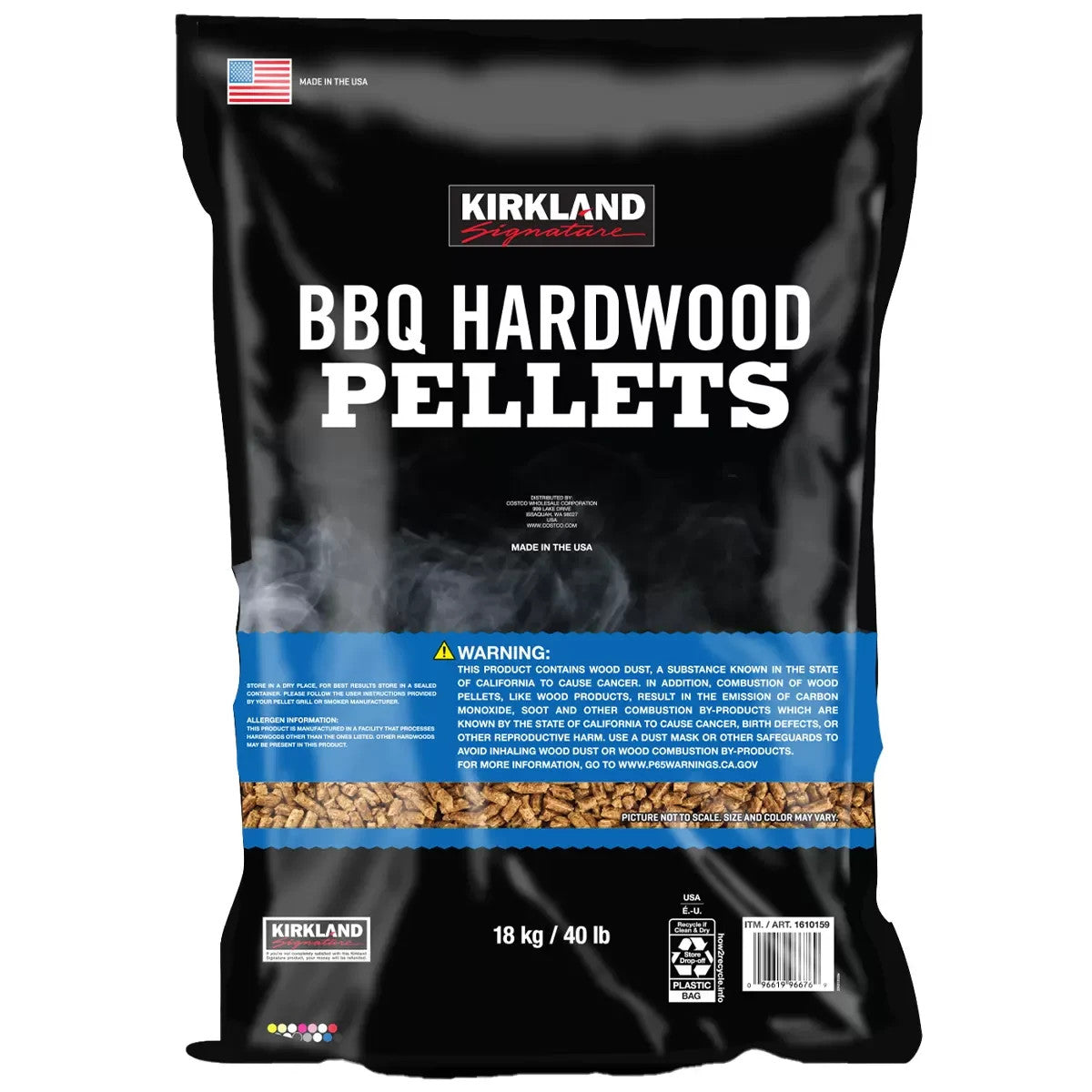 Kirkland Signature Premium BBQ Hardwood Pellets All Natural Hickory Smoker 18kg