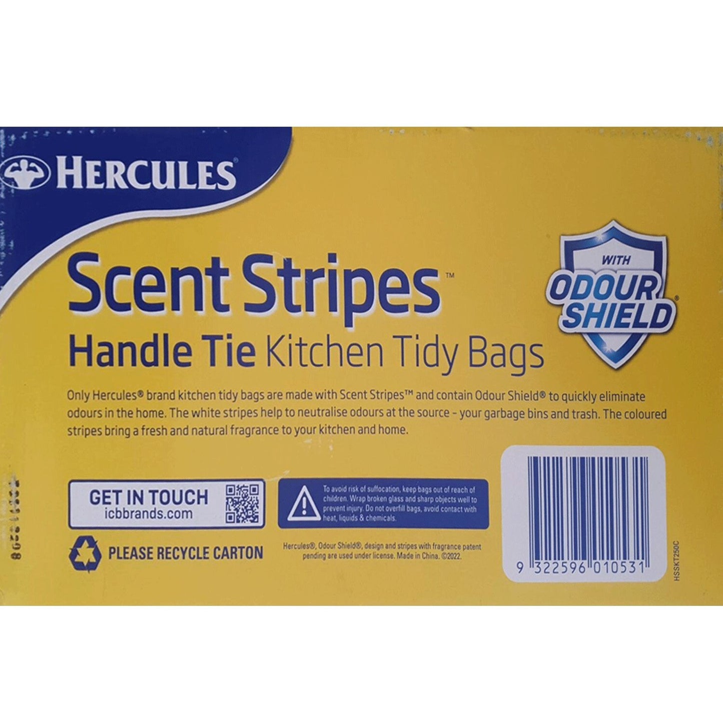 250 Hercules Kitchen Tidy Bags Scent Disposable Large Handle Tie Garbage Bag 35L