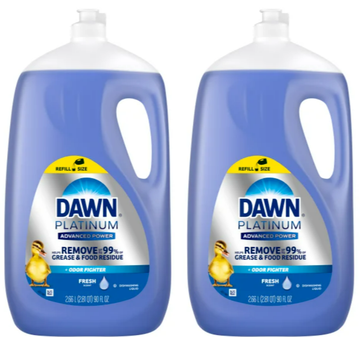 Dawn Platinum Dishwashing Liquid Advanced Power Dish Soap Kitchen 2.66l 2 Pack