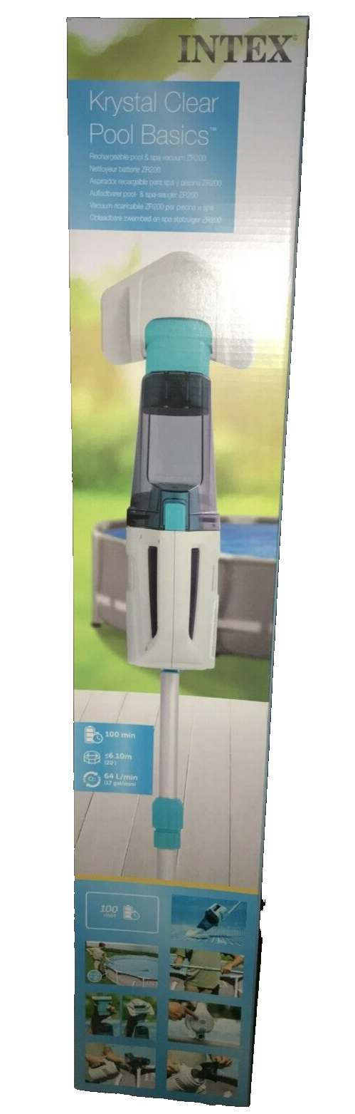 Intex ZR200 Pool Vacuum Cleaner Rechargeable Cordless Telescoping Above Ground
