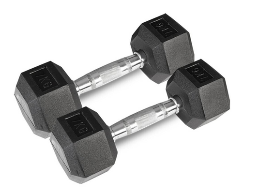 7KG Rubber Hex Dumbbell Fitness Home Gym Exercise Equipment Weight Set Pair