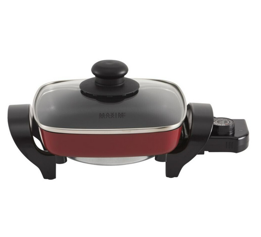 Maxim KitchenPro Mini Electric Fry Pan w/ Glass Lid 20cm Non-Stick Cookware