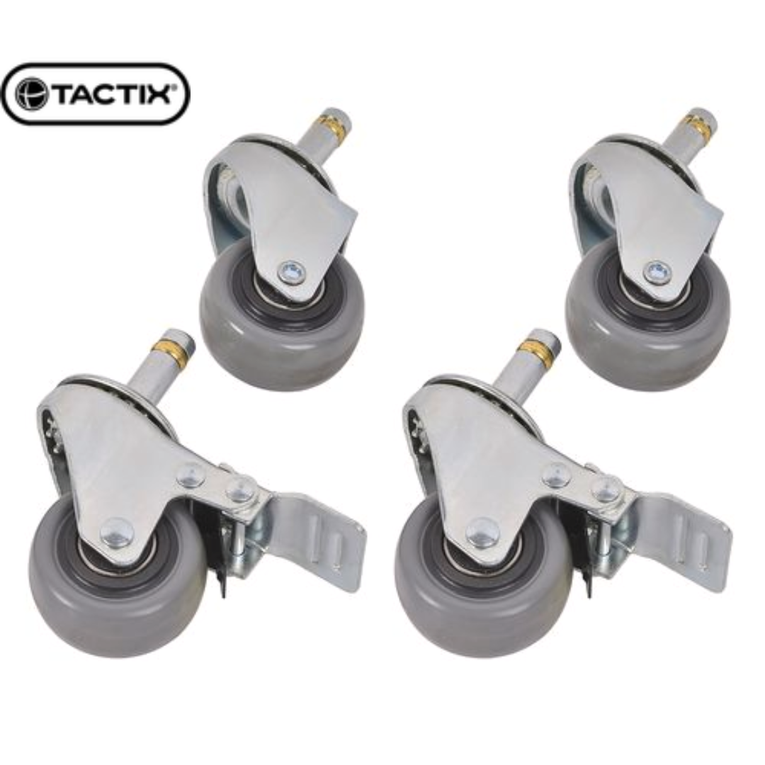 Tactix Castor Wheel Set Swivel Heavy Duty Storage Crate Wheels 4 Pack