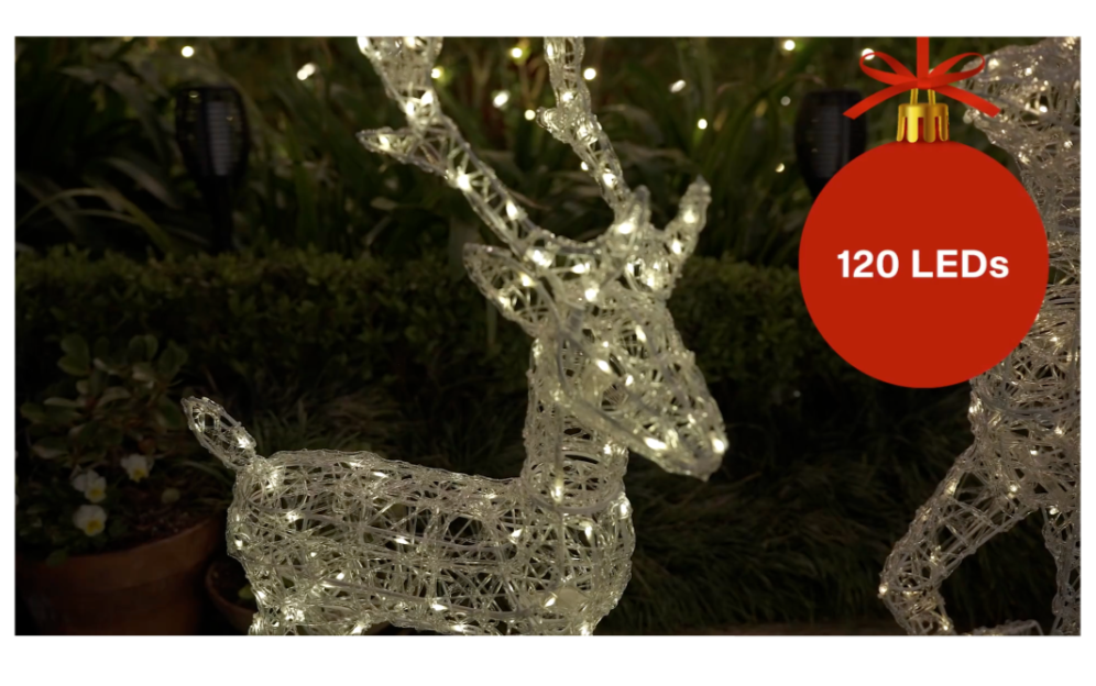 Lytworx Standing Reindeer Statue Christmas Festive Solar Warm White 85cm