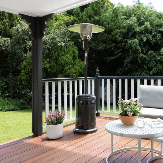 Jumbuck Gas Patio Heater Outdoor Stand Steel Powder Coated Charcoal Grey