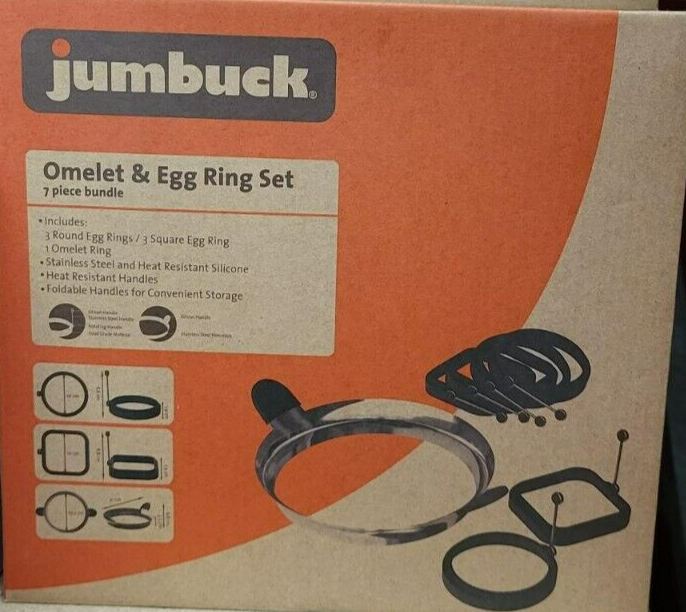 Jumbuck Omelet Egg Ring Set Silicone Handle Fried Pancakes Baking Kitchen Tools