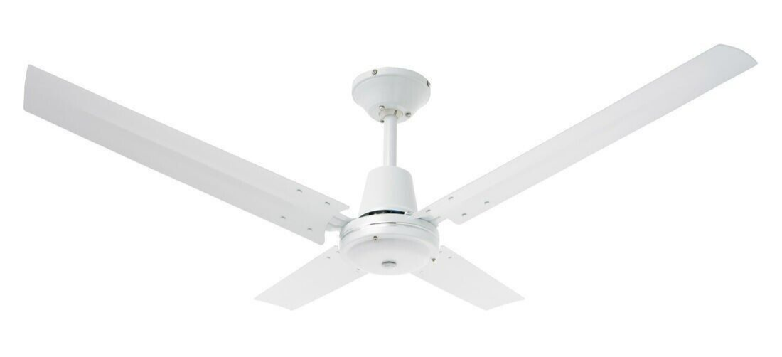 Heller Ceiling Fan 4 Blade Aluminium 1200mm White 240V Angus