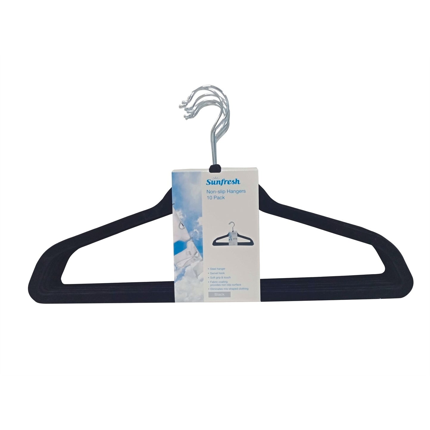 Sunfresh Velvet Clothes Hangers Non Slip Swivel Hook Space Saver Bulk 10 Pack