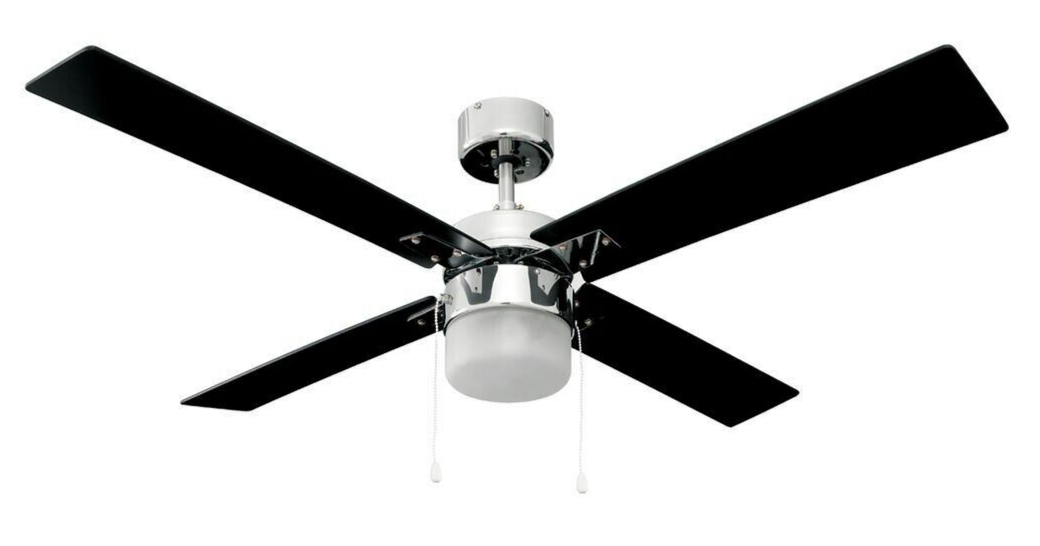 Heller Ceiling Fan with Light 4 Reversible Blade 1300mm Chrome 240V 60W