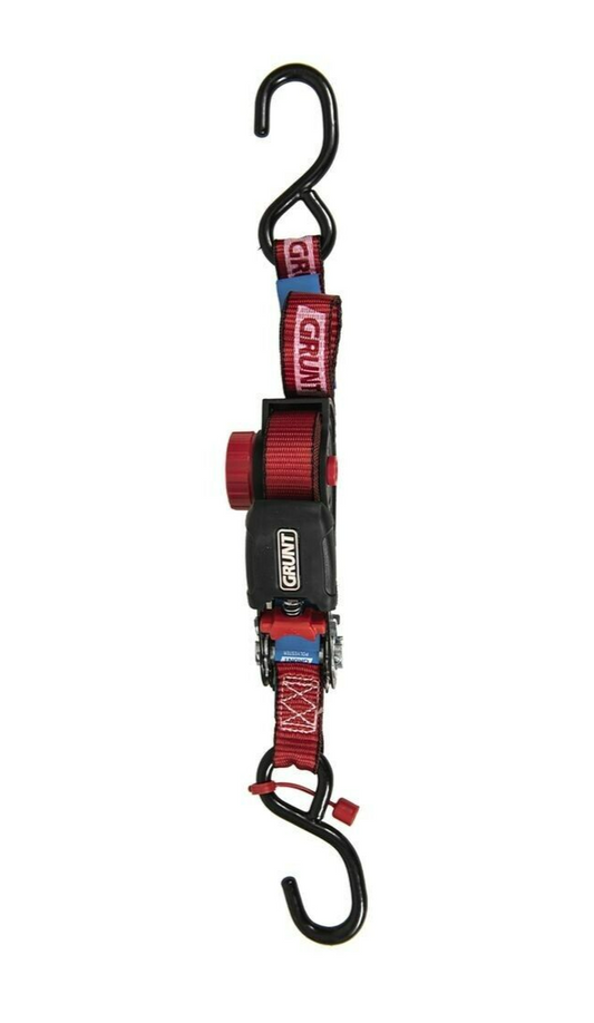 Grunt 25mm x 3.5m Manual Retractable Tie Down Ratchet Lashing Tie Straps 2 Pack