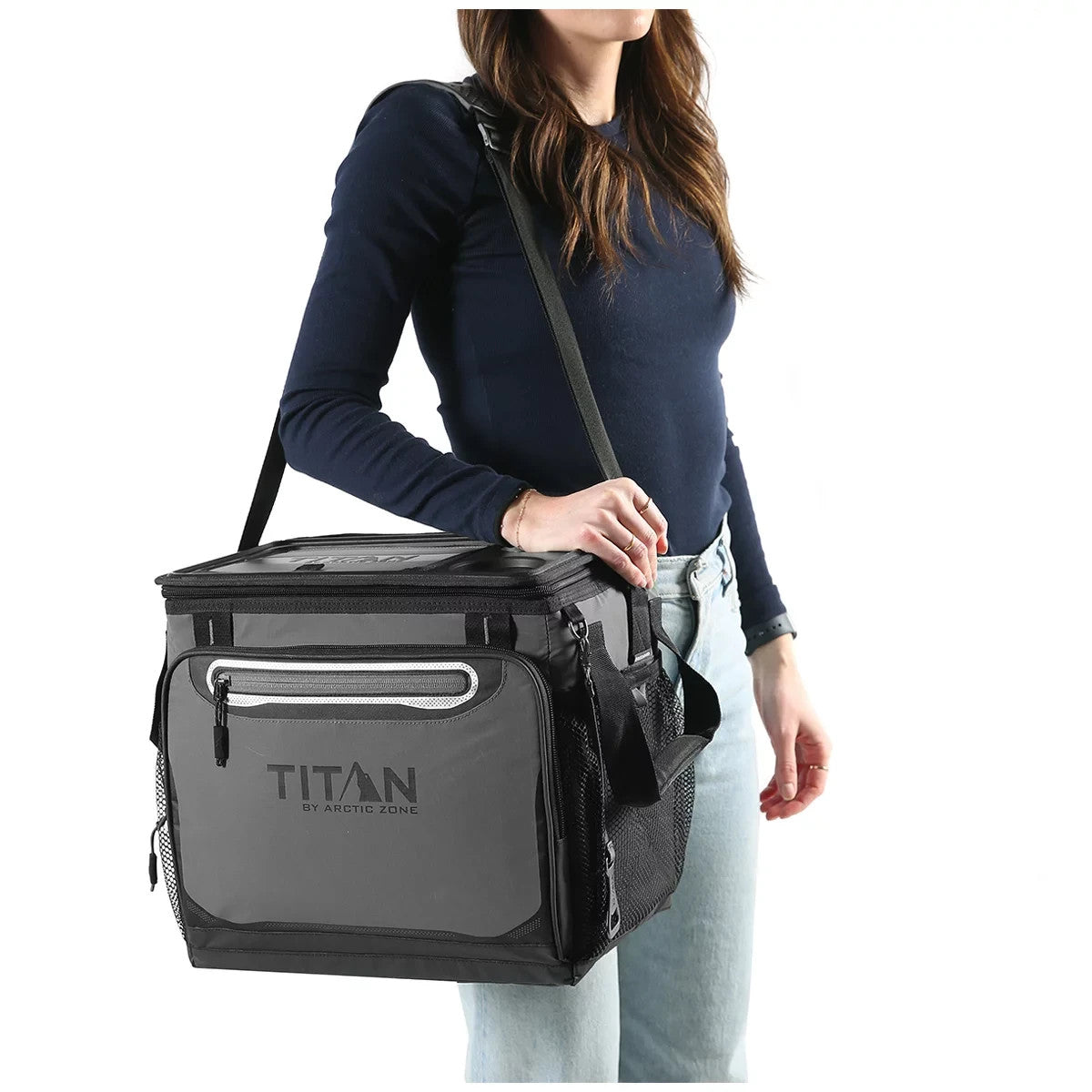 Titan By Arctic Zone 40 Can Cooler Insulated CollapsibleCamping Hiking Bag Grey