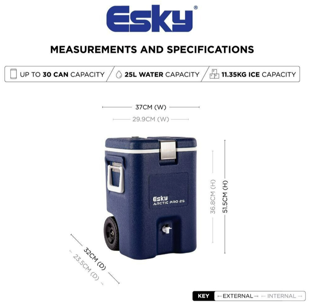 Esky 25L Arctic Pro Can Cooler Chill Ice Cold Water Drink Dispenser with Tap