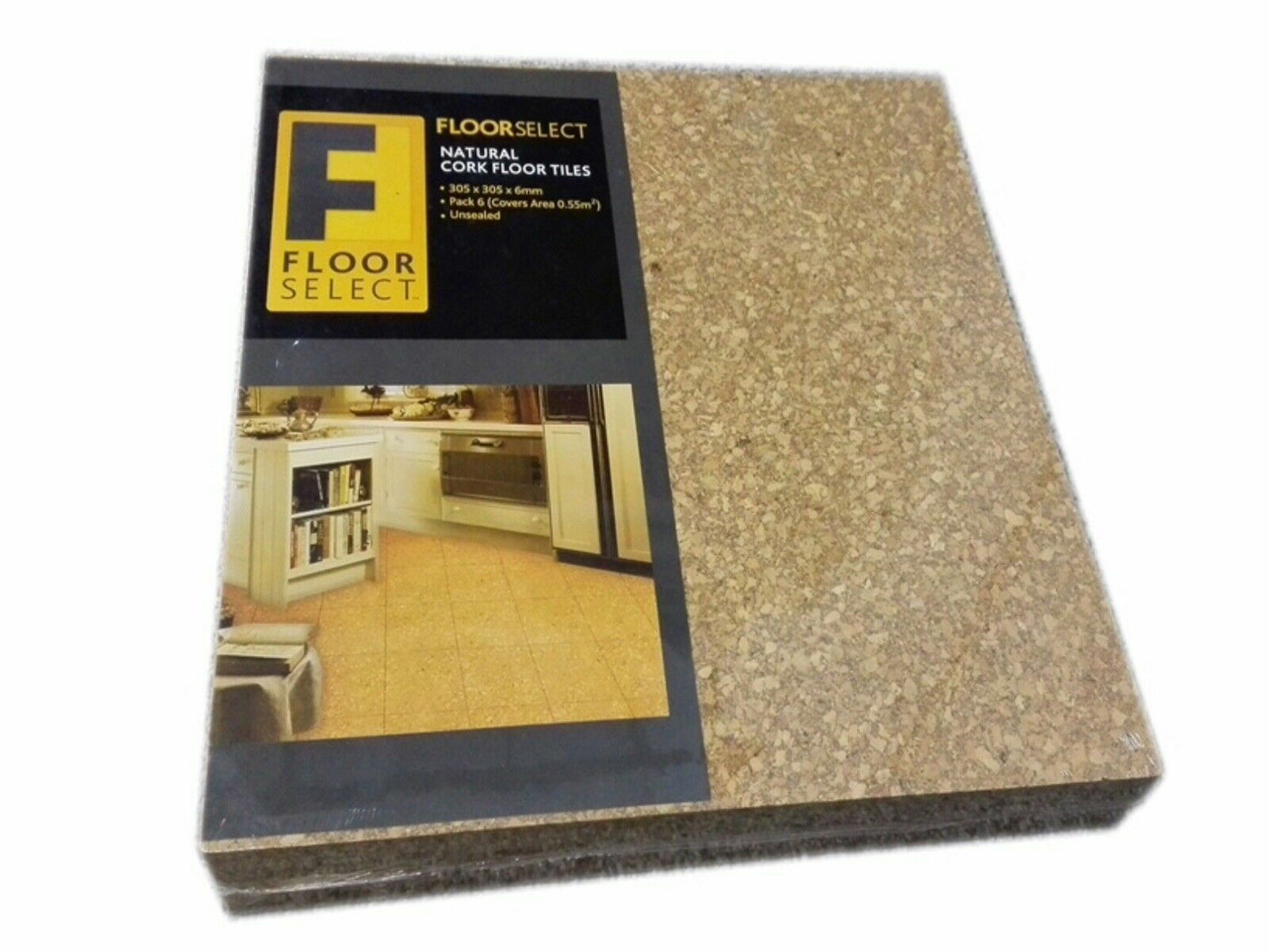 Natural Cork Tile 6 Pack Floor Select Tiles Flooring Decoration 305 X 305 X 6mm