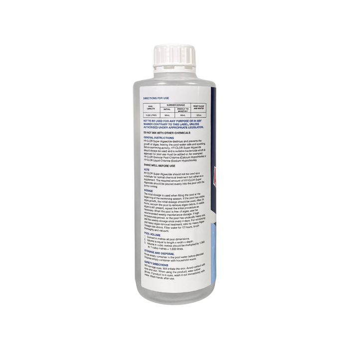 Hy-Clor Super Algaecide Liquid for Chlorine Saltwater Swimming Pool Chemical 1L