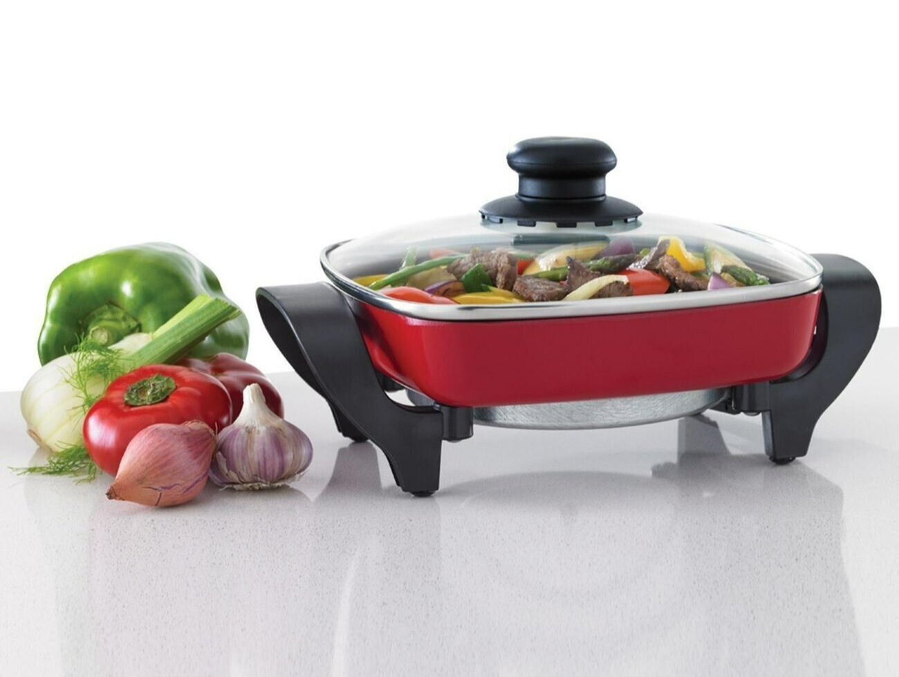 Maxim KitchenPro Mini Electric Fry Pan w/ Glass Lid 20cm Non-Stick Cookware
