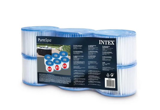 Intex Type S1 Easy Set Pool Filter Replacement Cartridges Pure Spa Pack of 6