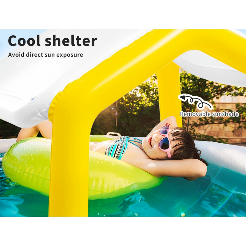 Intex Inflatable Swimming Pool Kids Toy Above Ground with Sun Shade Canopy