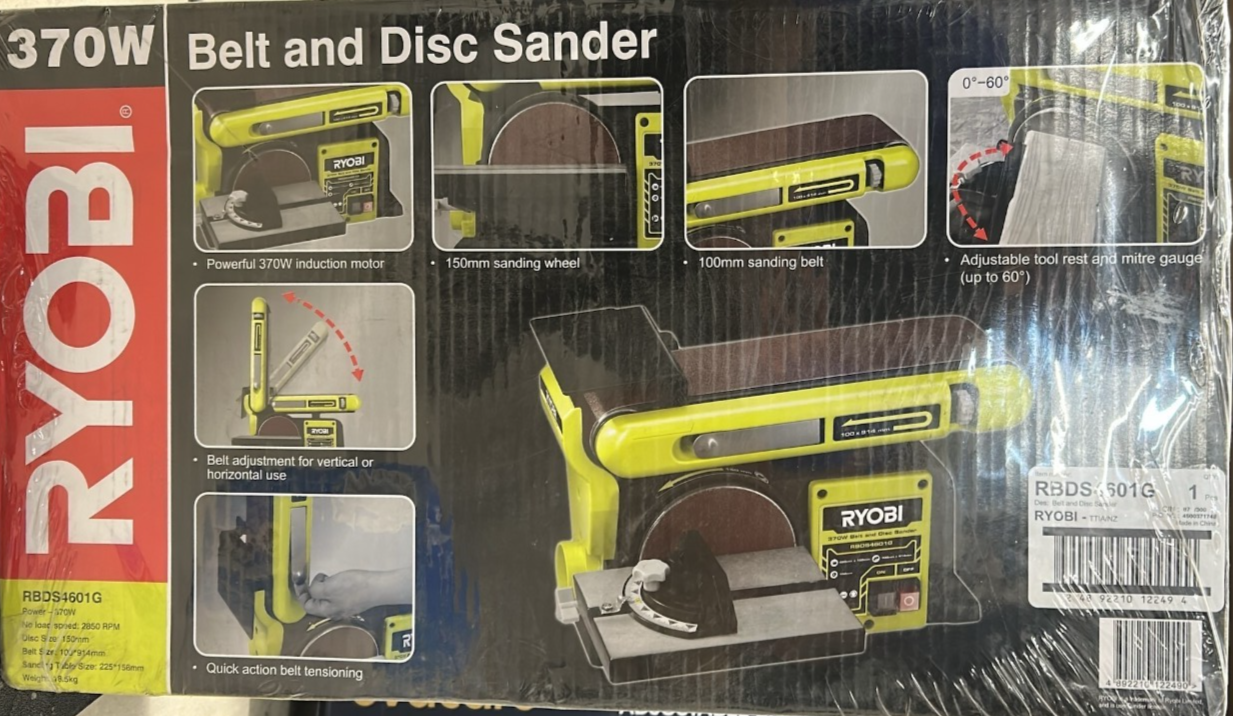 Ryobi Belt and Disc Sander 370W 150mm Adjustable Sanding Tool Bench-top Machine