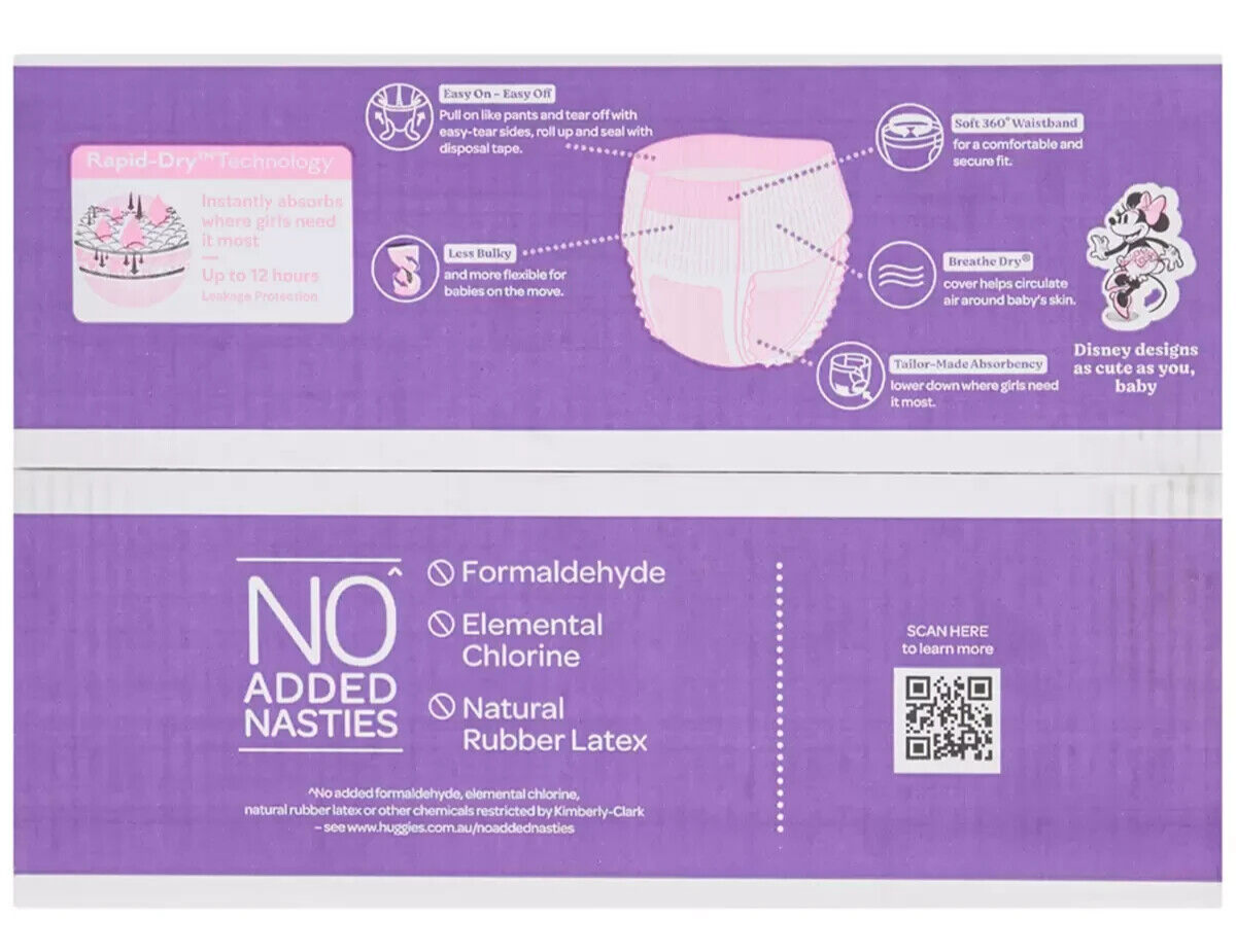 Huggies Nappies Size 6 Girls Ultra Dry Pants Plus 68 Disposable Diapers 15kg+