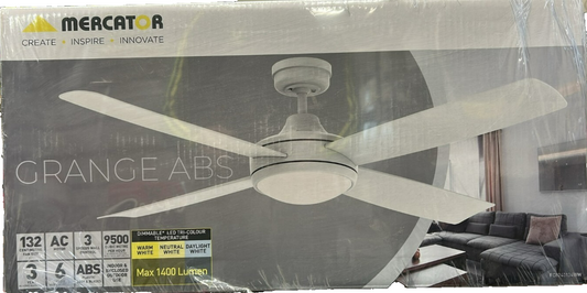 Mercator Ceiling Fan With Light Grange ABS 4 Blade Modern Warm White 132cm