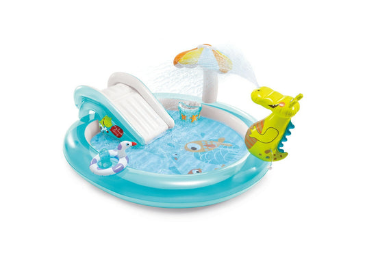 Intex Gator Inflatable Kids Pool Play Center Swimming Pool Spray Water Slide