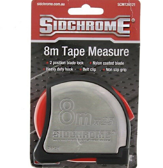 Sidchrome Measuring Tape Measure Ruler 8m Metric Stainless Steel W/ Lock Tool