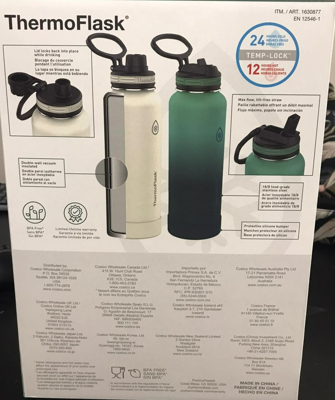 2x ThermoFlask Double Wall Vacuum Insulated Stainless Steel Bottle 1.2L/40oz