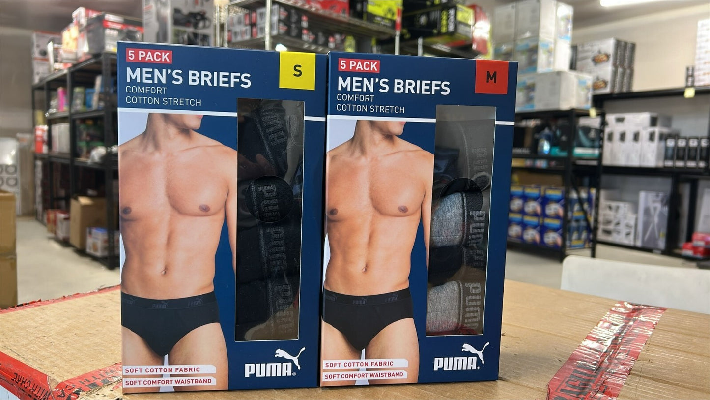 Puma Mens Underwear Cotton Brief Stretch Comfort Fit Men Black Medium 5 Pack