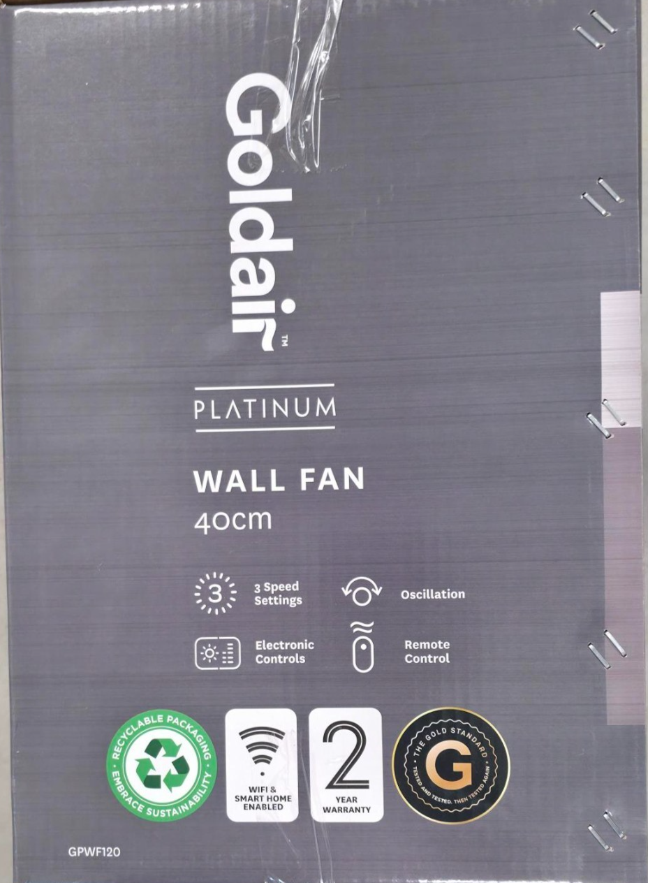 Goldair 40cm Wall Fan with Remote Control WiFi Smart Home Timer 3 Speed White